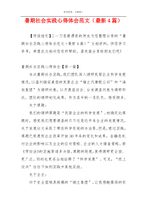 暑期社会实践心得体会范文（最新4篇）