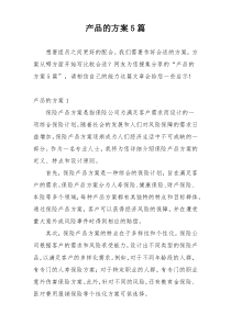 产品的方案5篇