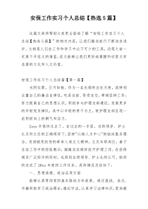 安保工作实习个人总结【热选5篇】