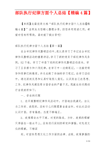 部队执行纪律方面个人总结【精编4篇】