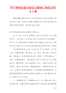 学习贯彻县委全委会议精神心得体会范文5篇