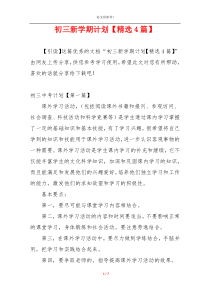 初三新学期计划【精选4篇】