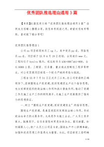 优秀团队推选理由通用3篇