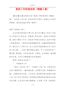 基层工作经验范例（精编5篇）