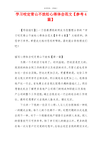 学习咬定青山不放松心得体会范文【参考4篇】