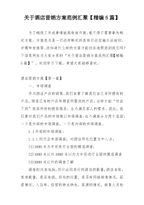 关于酒店营销方案范例汇聚【精编5篇】