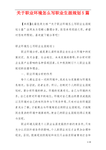 关于职业环境怎么写职业生涯规划5篇