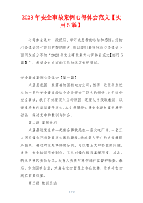 2023年安全事故案例心得体会范文【实用5篇】