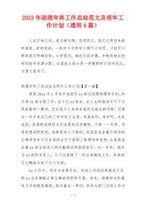 2023年助理年终工作总结范文及明年工作计划（通用4篇）