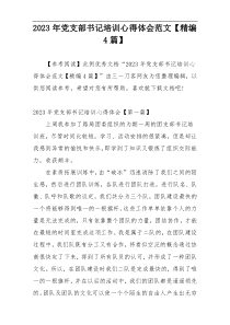 2023年党支部书记培训心得体会范文【精编4篇】