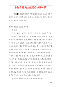 参加专题民主生活会点评4篇