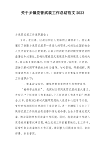 关于乡镇党管武装工作总结范文2023