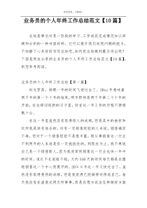 业务员的个人年终工作总结范文【10篇】