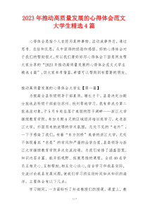 2023年推动高质量发展的心得体会范文大学生精选4篇