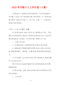 2023年万能个人工作计划（5篇）