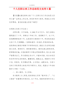 个人任职以来工作总结范文实用5篇