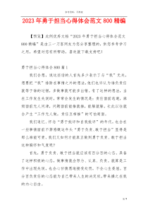 2023年勇于担当心得体会范文800精编