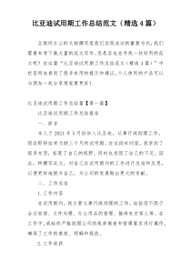 比亚迪试用期工作总结范文（精选4篇）