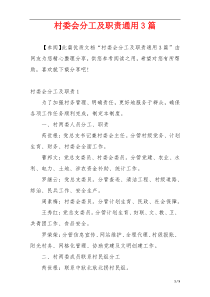 村委会分工及职责通用3篇