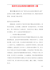 组织生活会检视问题范例4篇