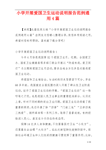 小学开展爱国卫生运动说明报告范例通用4篇