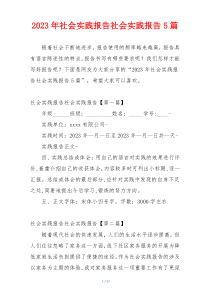 2023年社会实践报告社会实践报告5篇