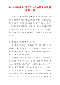 2023年财务副部长工作总结范文结束语最新4篇