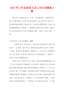 2023年工作总结范文及工作计划精选4篇