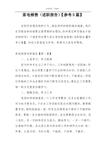 家电销售（述职报告）【参考5篇】