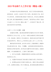 2023年出纳个人工作计划（精选4篇）