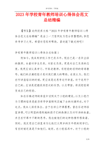 2023年学校青年教师培训心得体会范文总结精编