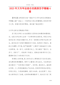 2023年大专毕业综合实践报告字精编4篇