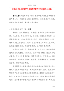 2023年大学生实践报告字精彩4篇