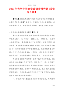 2023年大学生社会实践调查报告题目【优秀5篇】