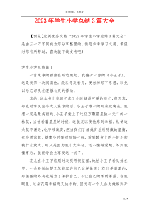2023年学生小学总结3篇大全