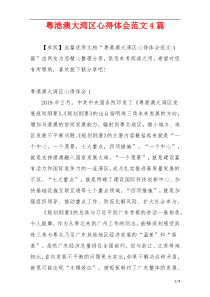 粤港澳大湾区心得体会范文4篇