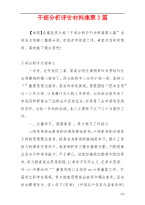 干部分析评价材料集聚3篇