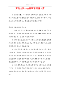 劳动合同的注意事项精编3篇