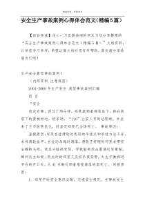 安全生产事故案例心得体会范文（精编5篇）