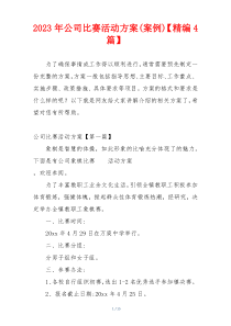 2023年公司比赛活动方案(案例)【精编4篇】