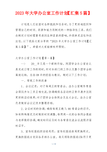 2023年大学办公室工作计划【汇集5篇】