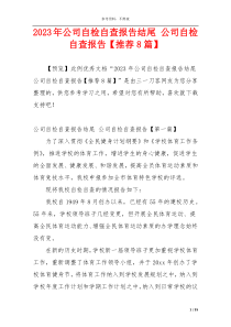 2023年公司自检自查报告结尾 公司自检自查报告【推荐8篇】