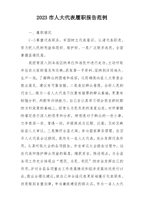 2023市人大代表履职报告范例
