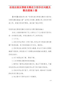 巡视巡查反馈意见整改方面存在问题及整改措施3篇