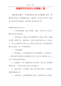 课题研究阶段性计划精编3篇