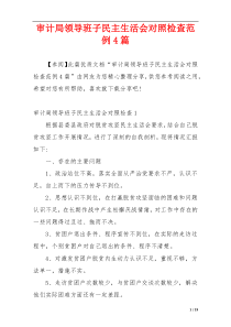 审计局领导班子民主生活会对照检查范例4篇