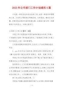 2023年公司部门工作计划通用5篇