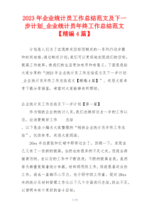 2023年企业统计员工作总结范文及下一步计划_企业统计员年终工作总结范文【精编4篇】