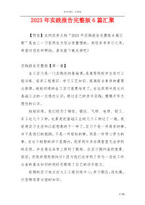 2023年实践报告完整版6篇汇聚