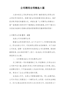 公司聘用合同精选5篇